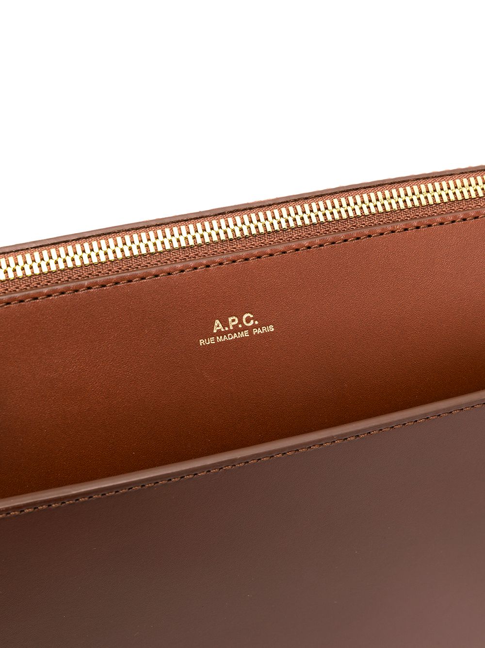 A.P.C Engraved Logo Shoulder Bag - Brown