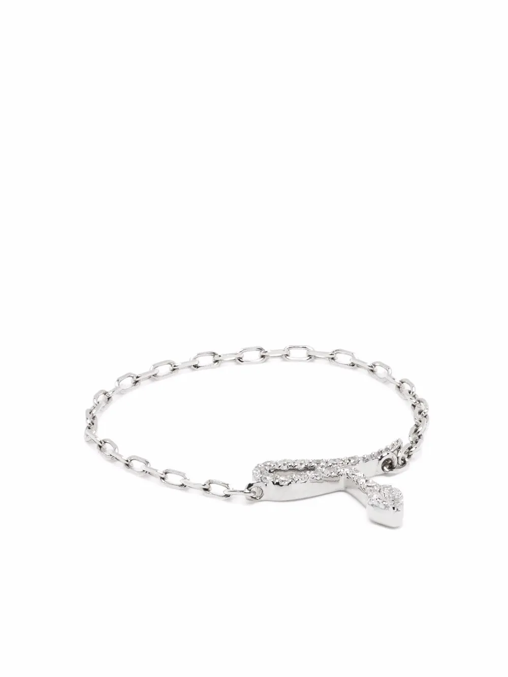 

Djula 18kt white gold snake diamond chain ring - Silver
