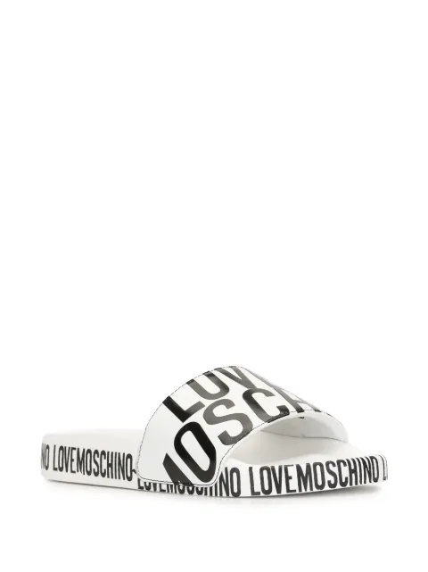 LOVE MOSCHINO Logo Print Sliders - Farfetch