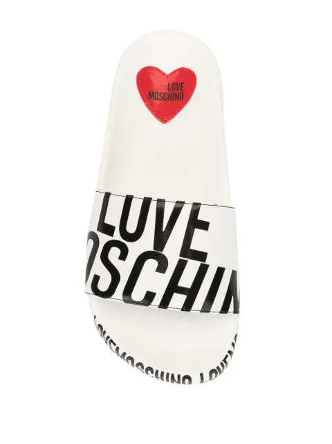 LOVE MOSCHINO Logo Print Sliders - Farfetch