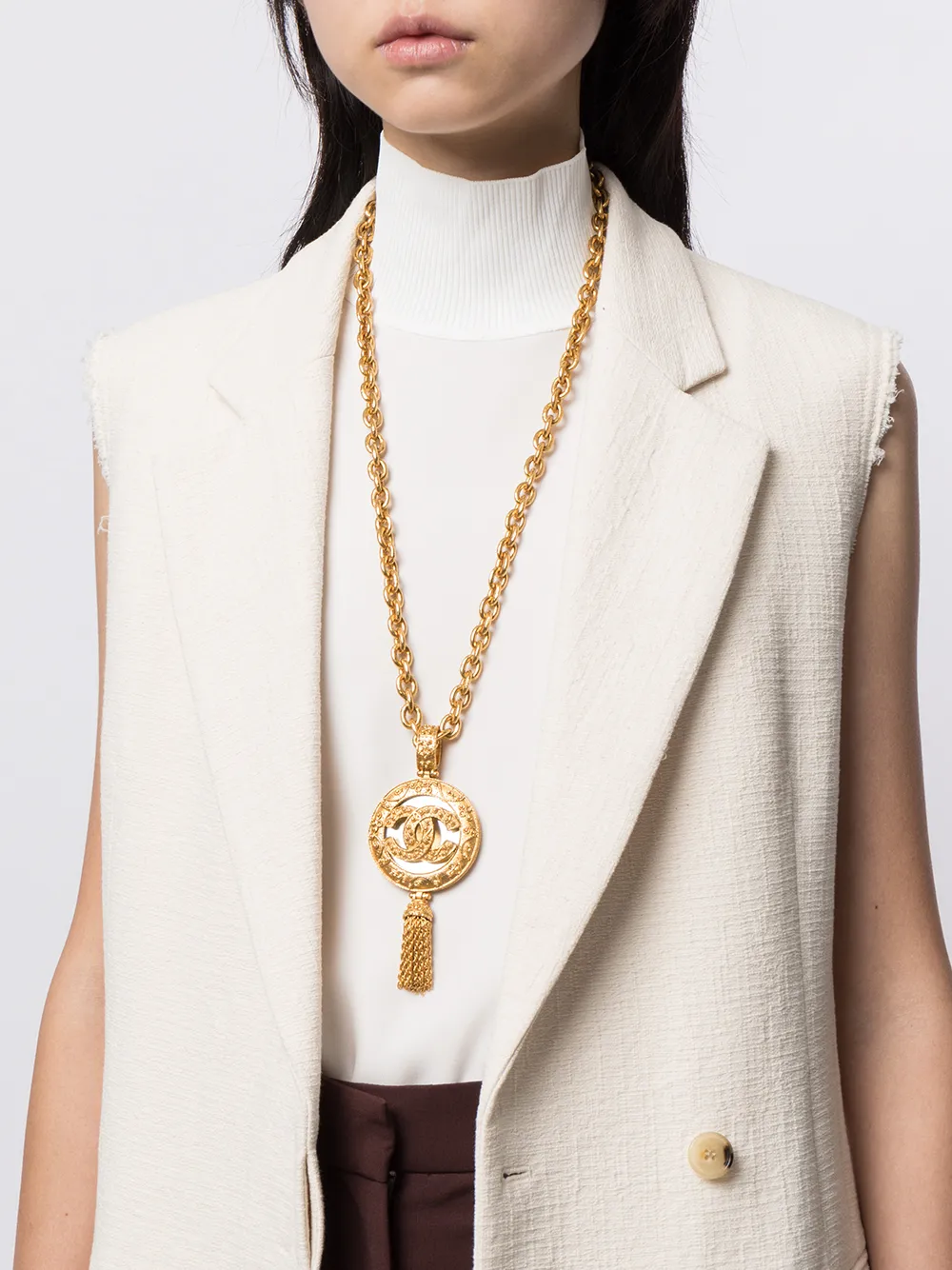 CHANEL Pre-Owned 1994 halsketting met hanger - Goud