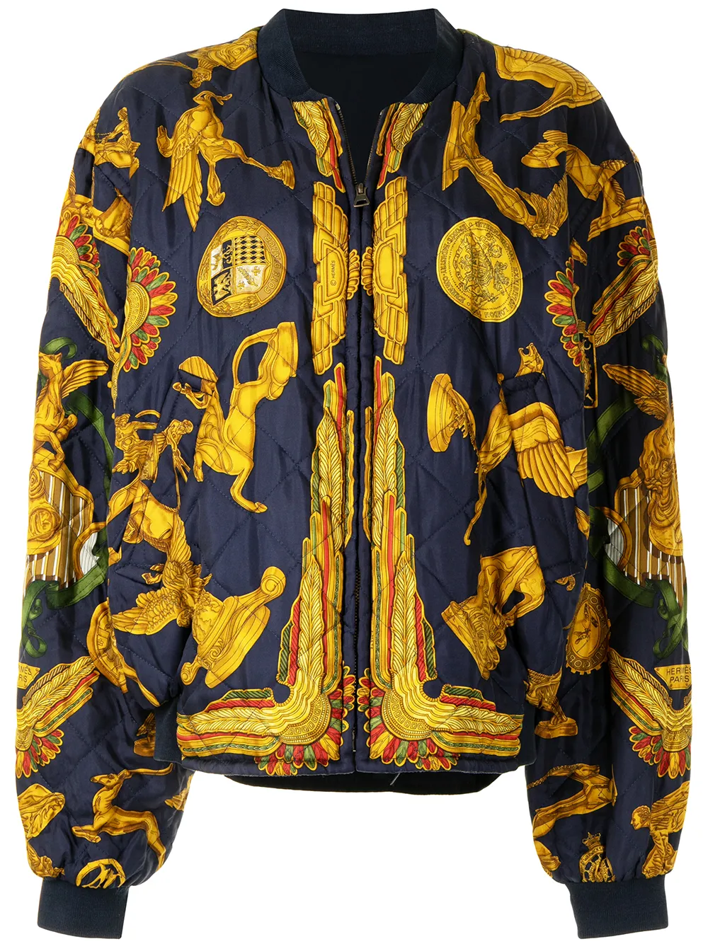 Hermès 1990s pre-owned statue-print Reversible Bomber Jacket