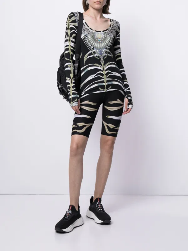 Shop Camilla zebra print bike shorts 