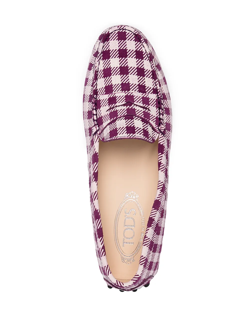 Tod's Gingham-print Loafers In Purple
