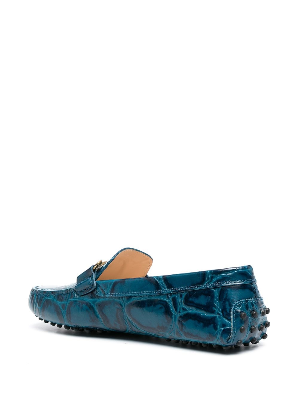 TOD'S: loafers in crocodile print leather - Gnawed Blue