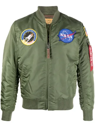 Shop Green Alpha Industries Nasa Ma 1 Bomber Jacket With Express Delivery Worldarchitecturefestival
