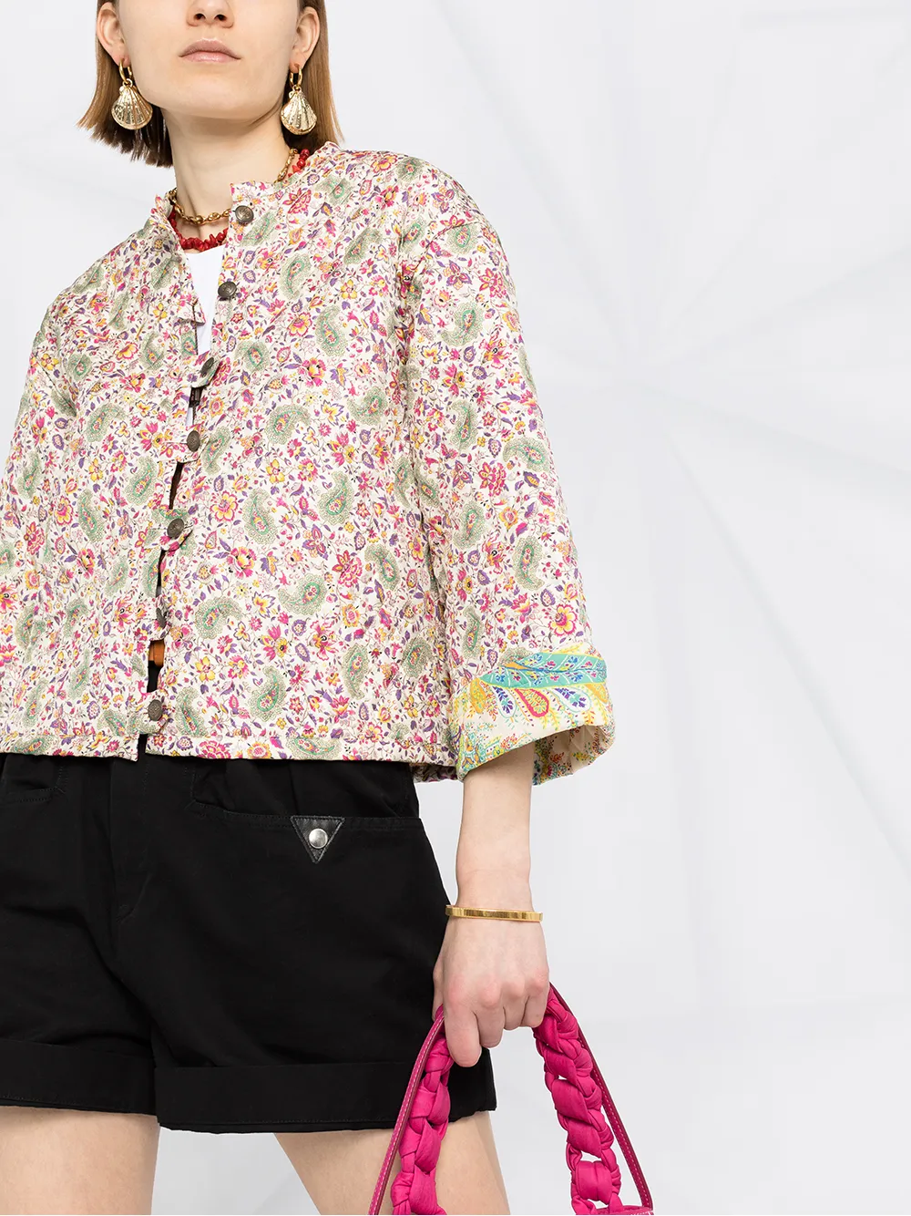 Etro Quilted Jacket With Floral Paisley Pattern In White ModeSens