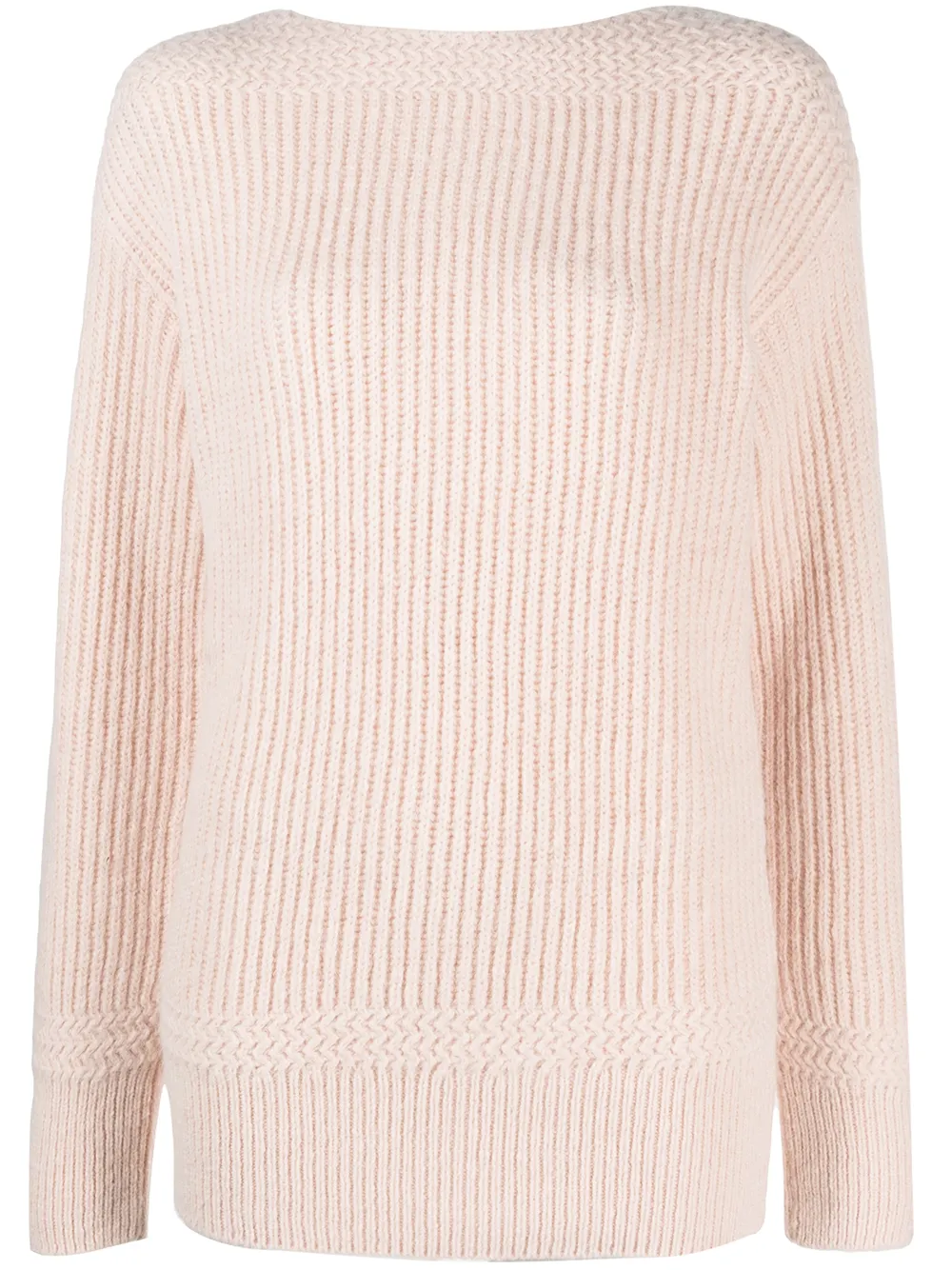 

Closed ribbed boat neck jumper - Pink