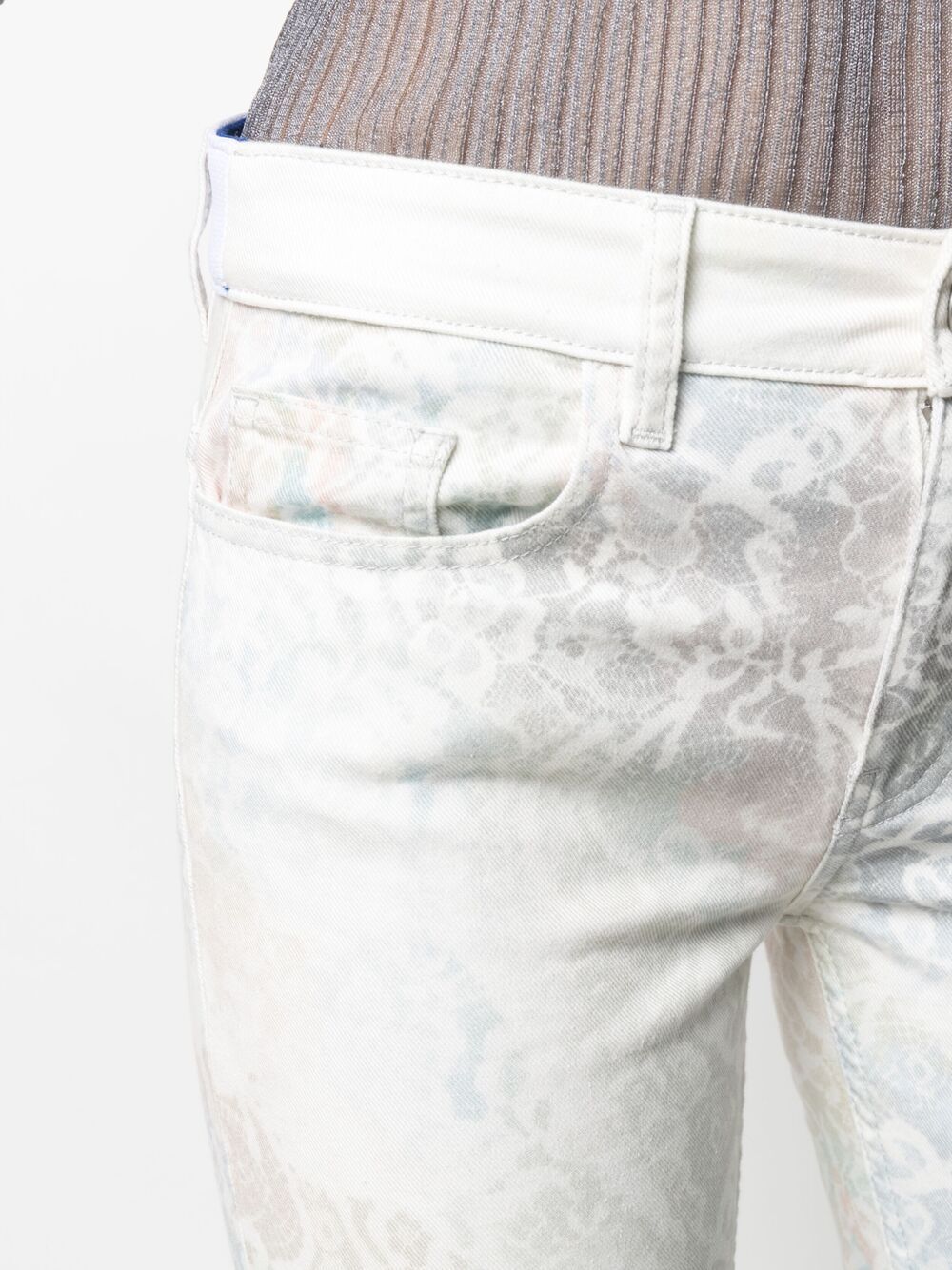 Shop Koché Lace-print Skinny Jans In White