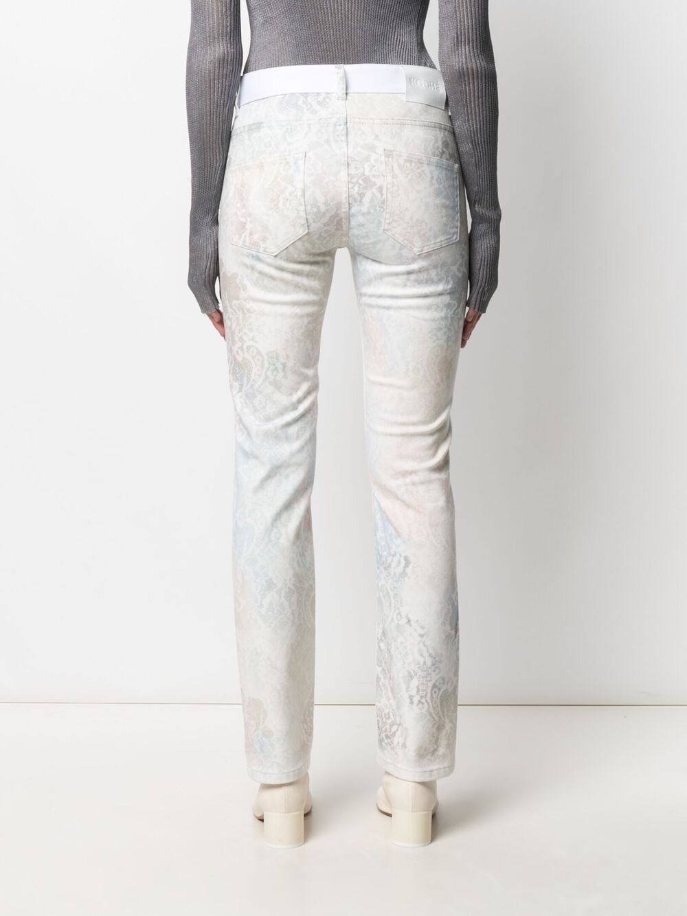 Shop Koché Lace-print Skinny Jans In White