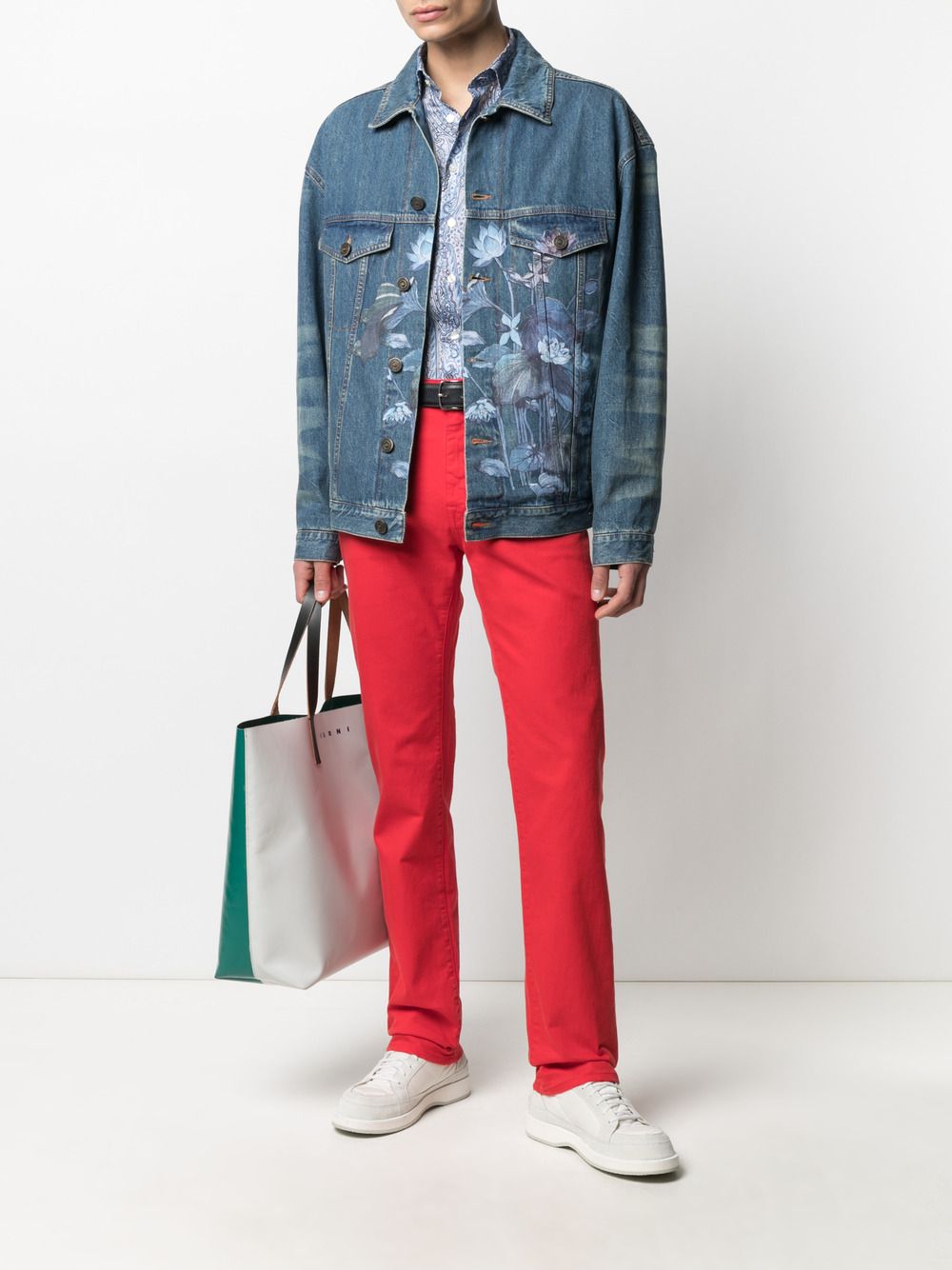 Shop ETRO floral-print cotton denim jacket with Express Delivery - FARFETCH