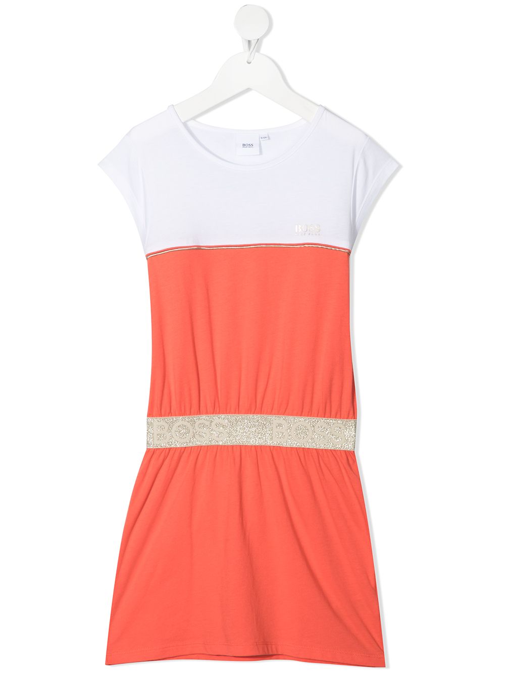 

BOSS Kidswear vestido estilo playera con diseño colour block - Blanco