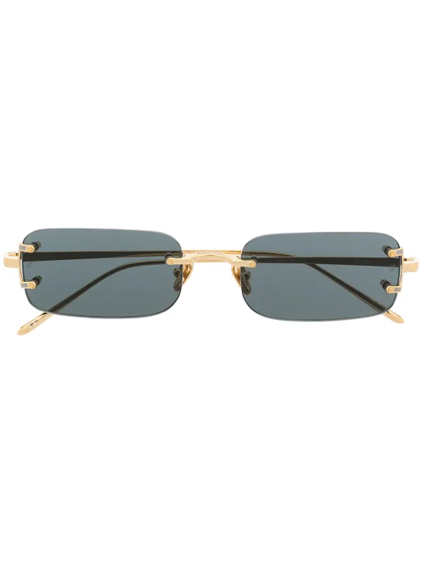 Linda Farrow Talor Rectangular Frame Sunglasses in Gold