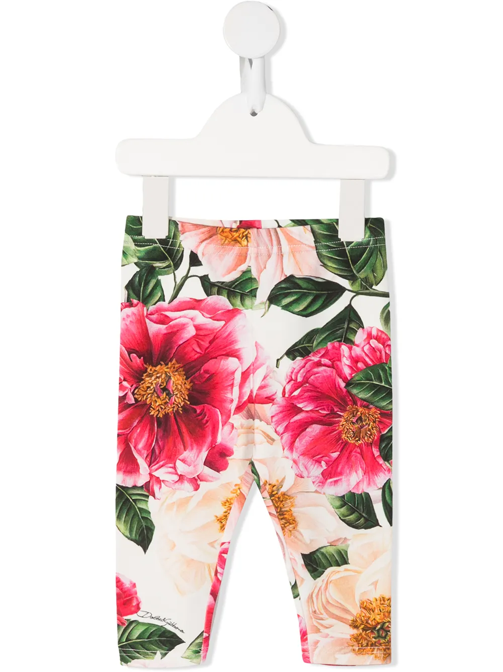 dolce & gabbana kids legging à fleurs - blanc