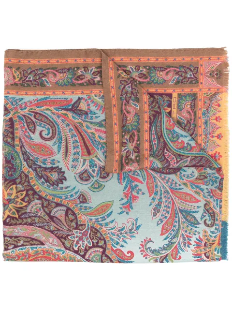 ETRO paisley print silk-cashmere blend scarf