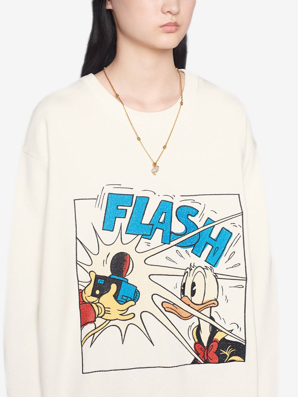Shop Gucci X Disney Donald Duck Sweatshirt In White