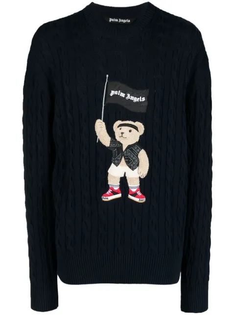 Palm Angels Pirate Bear cable-knit jumper