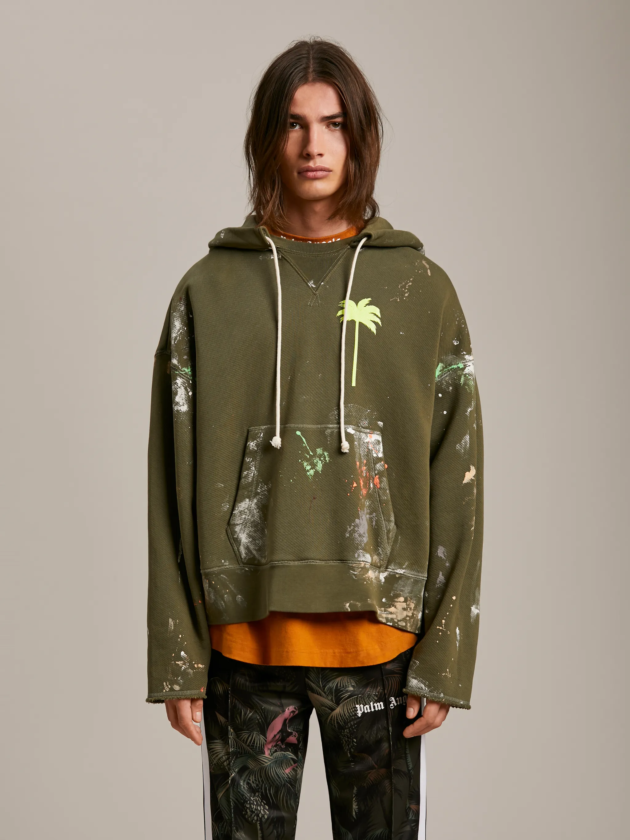 Palm Angels PAINTED PALM TREE HOODIE M-