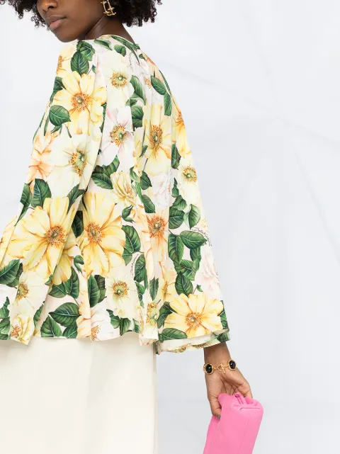 dolce and gabbana camellia print tulle