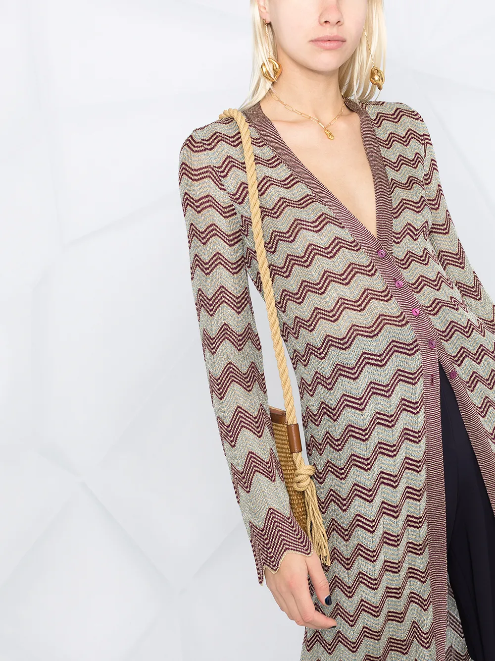 фото M missoni пальто-кардиган с узором зигзаг