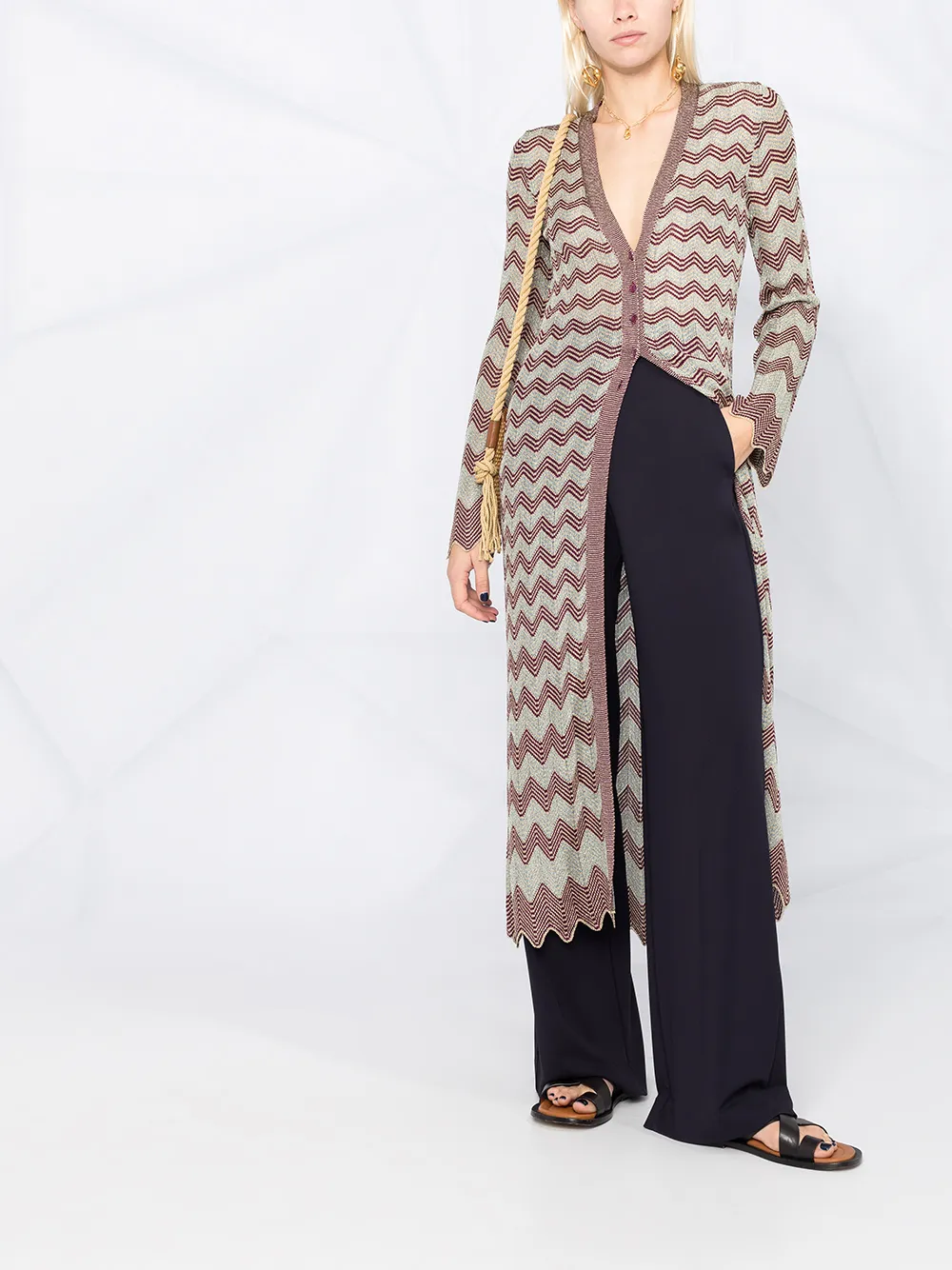 фото M missoni пальто-кардиган с узором зигзаг