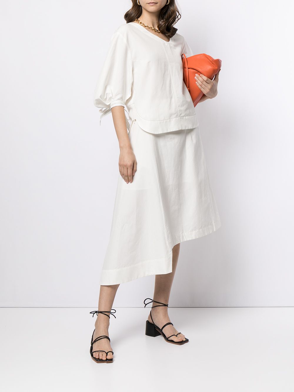 Shop Eudon Choi Asymmetric-neck Puff-sleeve Blouse In White