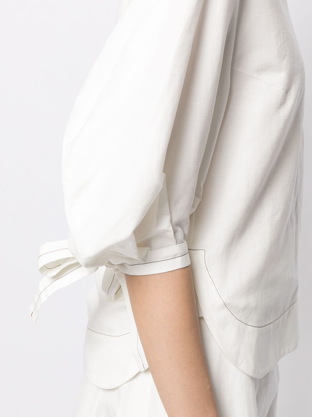 Shop Eudon Choi Asymmetric-neck Puff-sleeve Blouse In White