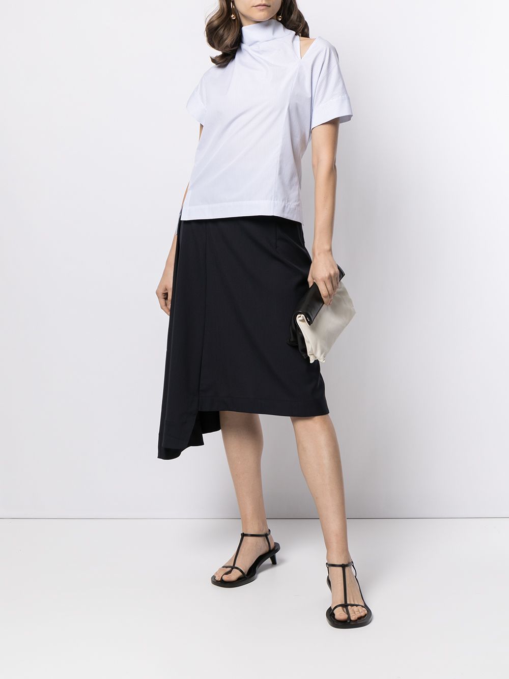 Shop Eudon Choi Belted Asymmetric Skirt In Blue