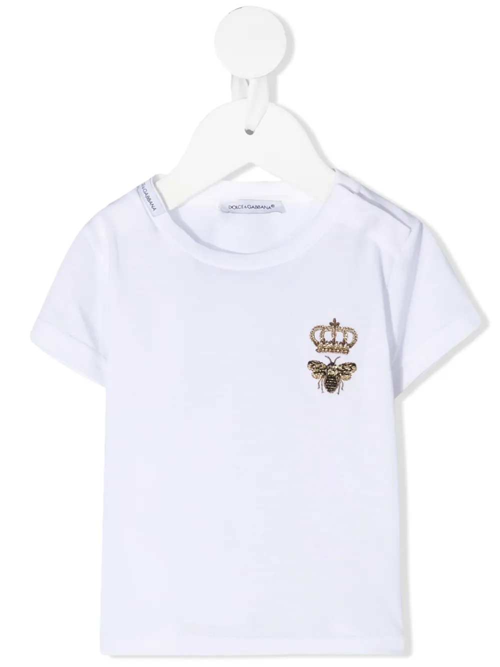 Dolce & Gabbana Crown and Bee Polo Shirt 46 White Cotton