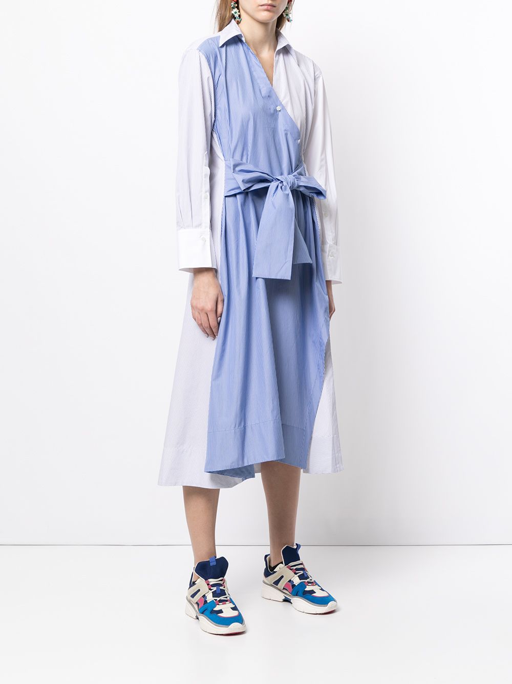 Shop Eudon Choi Multi-panel Design Shirt Dress In Blue