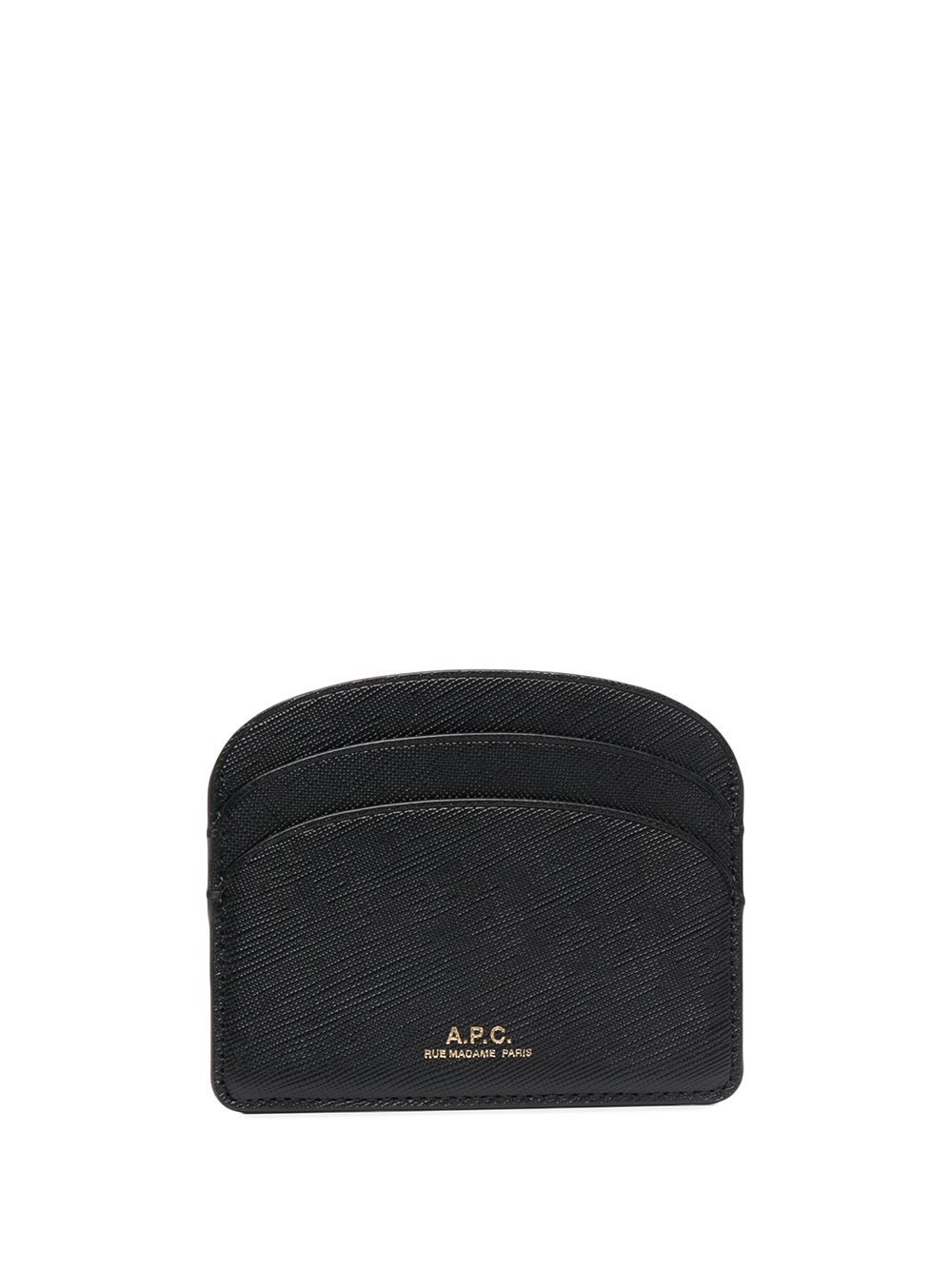 Apc A. P.c. Demi-lune Leather Cardholder In Black