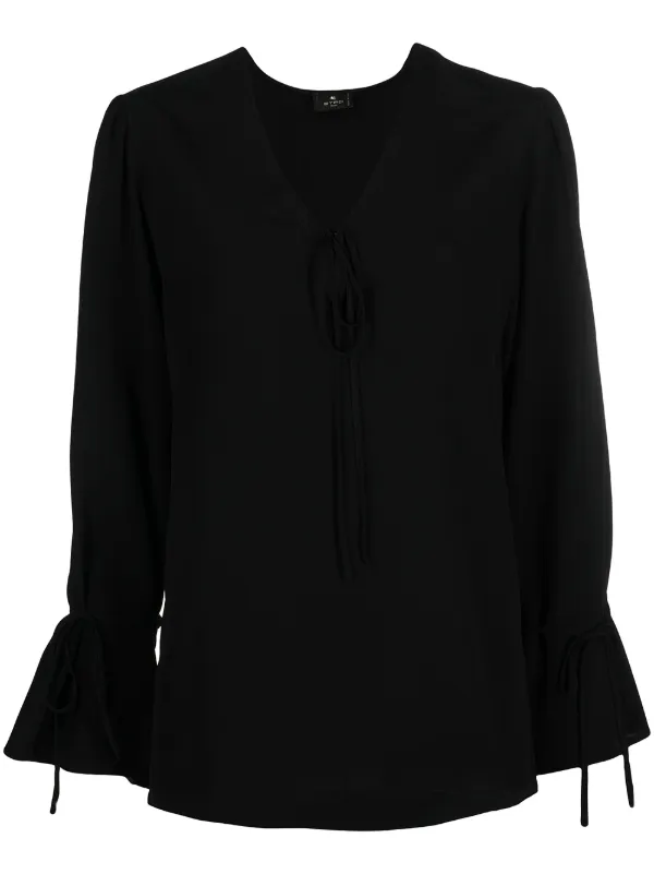 Shop ETRO long-sleeve silk blouse with 