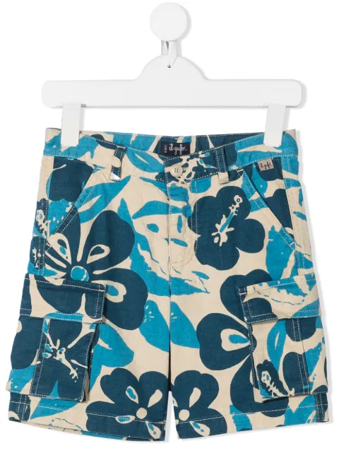 Il Gufo mid-rise floral print cargo shorts