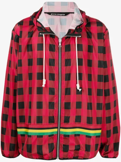 Palm Angels check-print hooded jacket