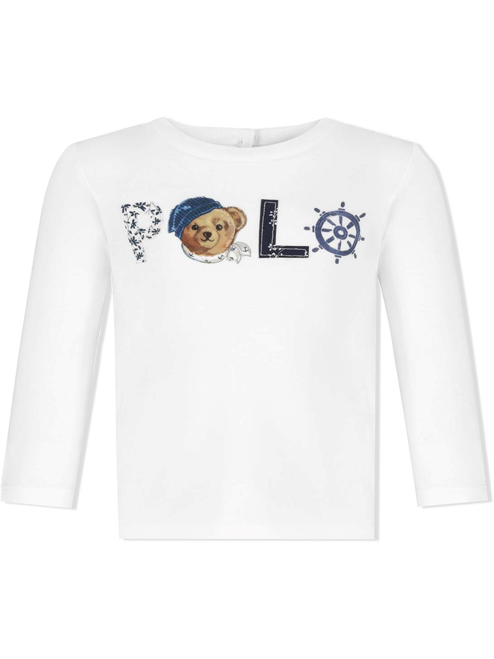 Ralph Lauren Babies' Logo-print Long-sleeve Top In White