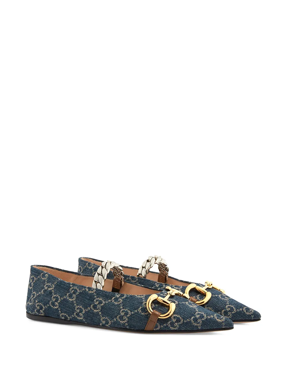 Gucci GG Horsebit ballerina's - Blauw