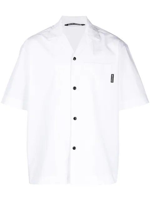 Palm Angels curved logo print bowling shirt