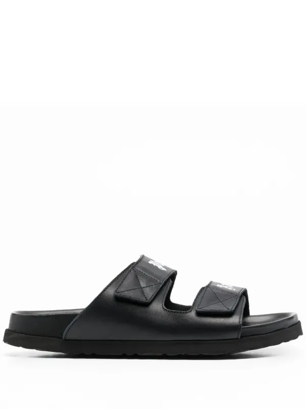 Palm Angels Logo Print Leather Sandals 