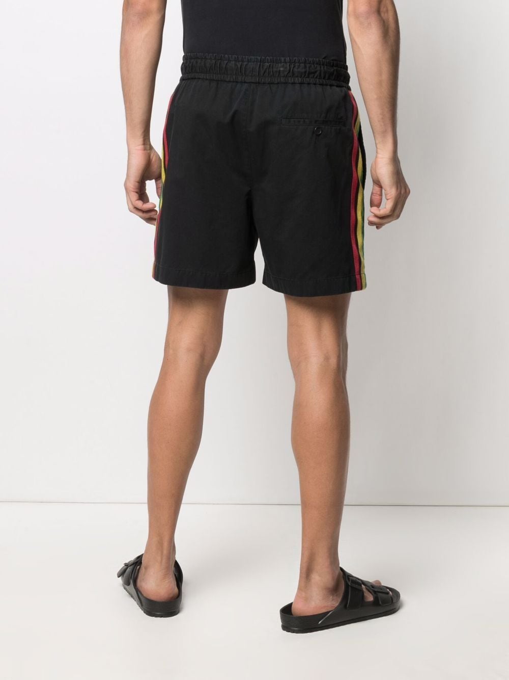 Shop Palm Angels Exodus Striped Track Shorts In Black