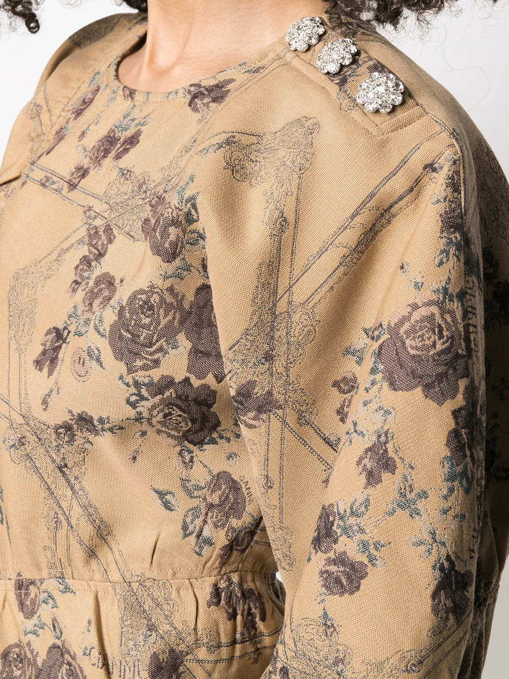 GANNI Jurk met bloemjacquard Beige