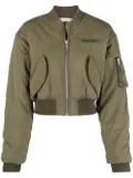 Palm Angels cropped logo-patch bomber jacket - Green