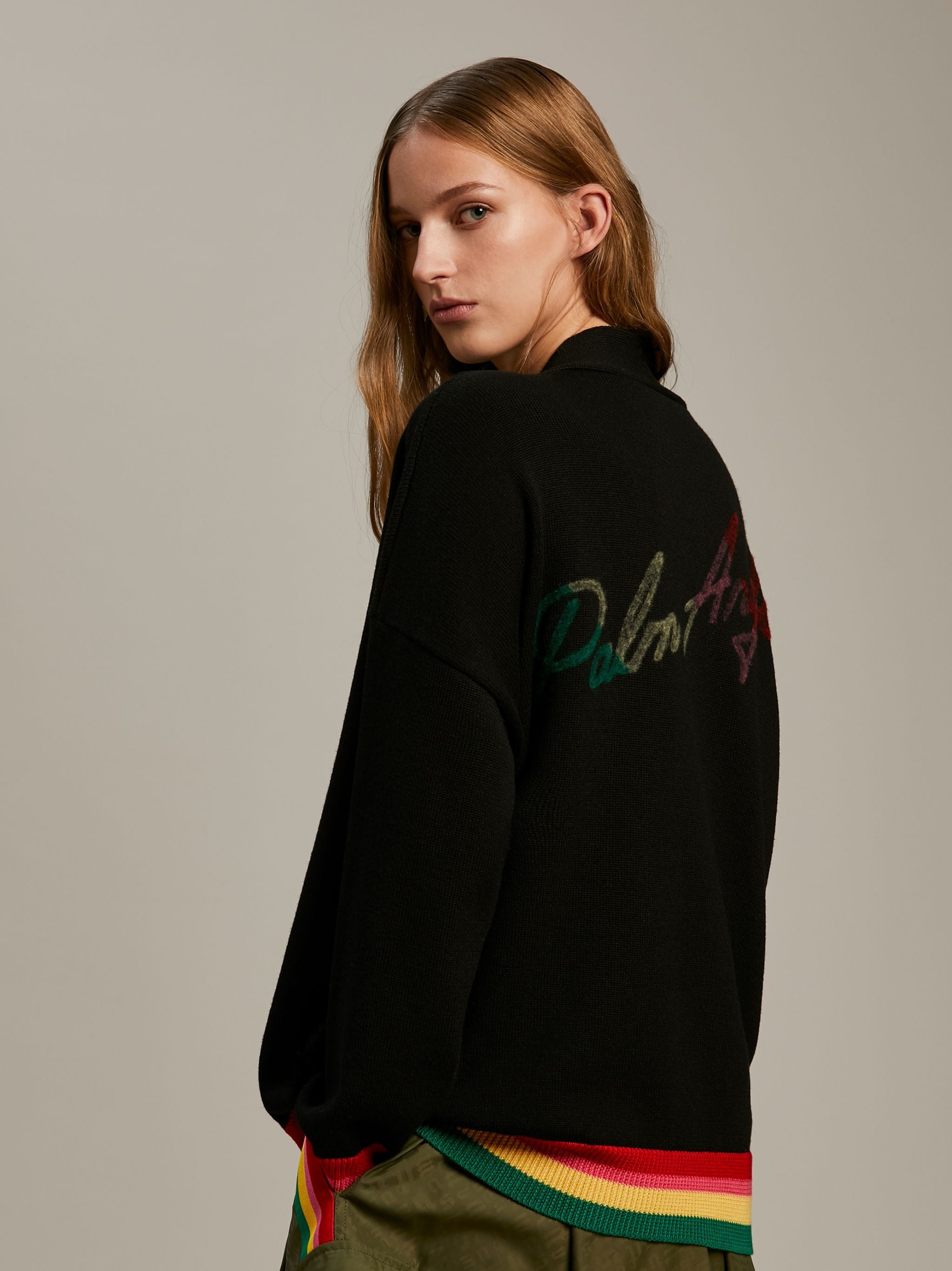 MIAMI LOGO CARDIGAN in black - Palm Angels® Official