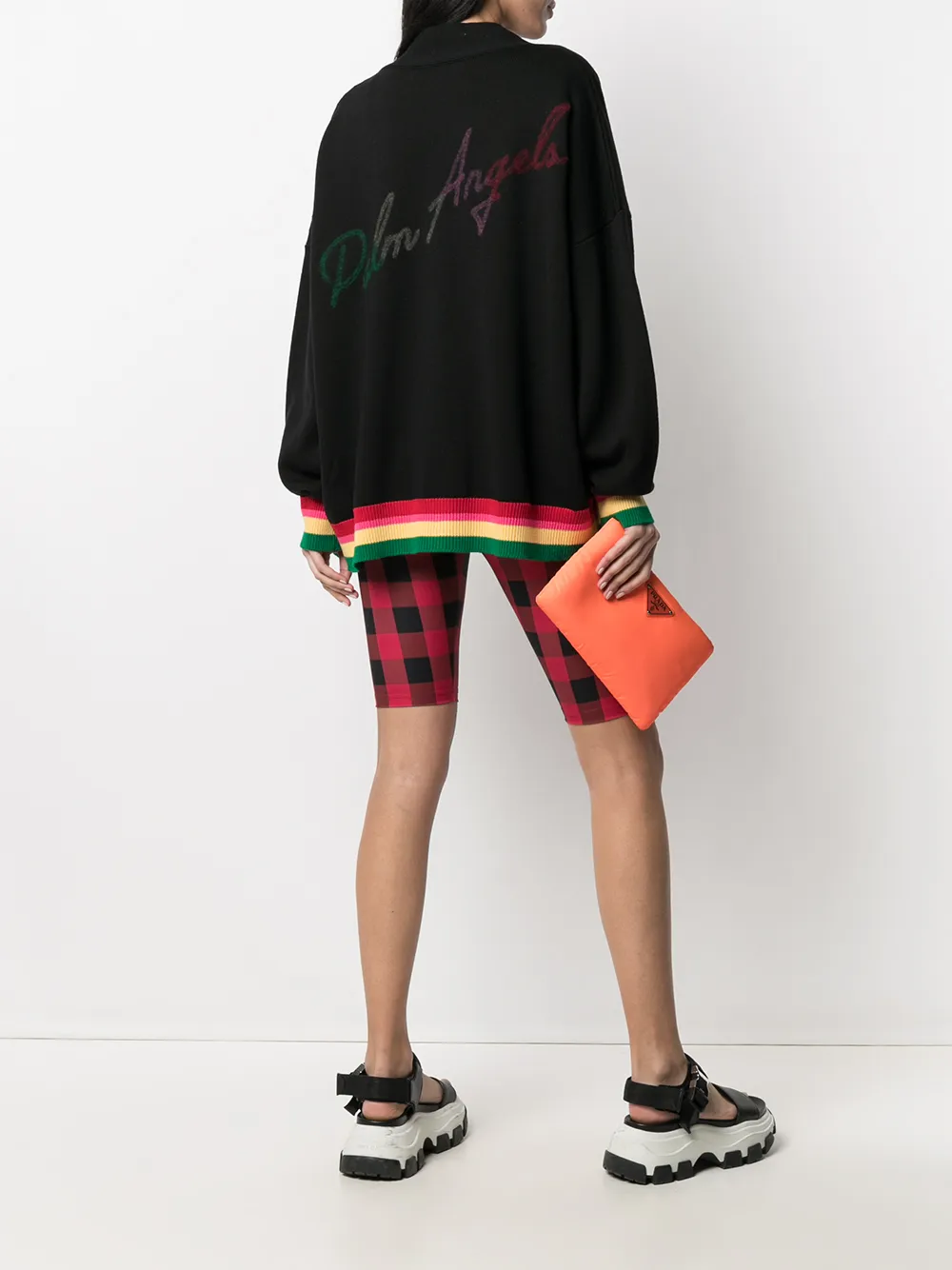  Palm Angels Cardigan Mit Logo   Schwarz 