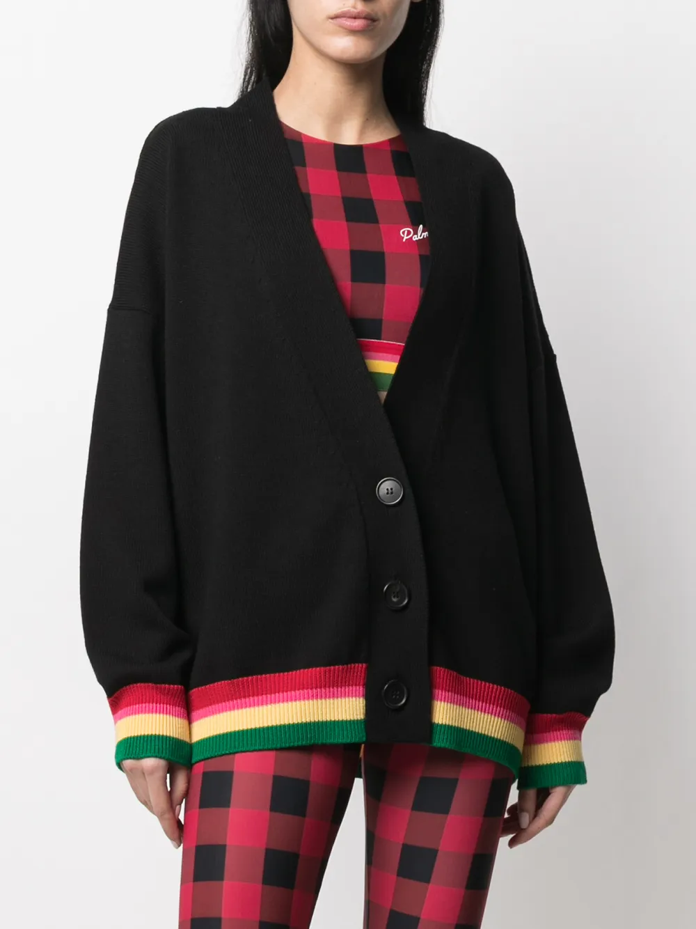  Palm Angels Cardigan Mit Logo   Schwarz 