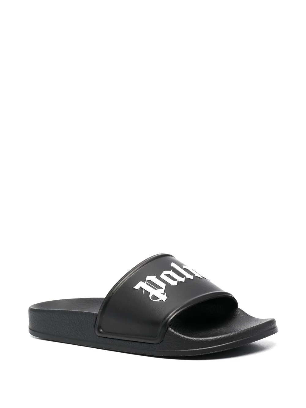 Palm Angels Badslippers met logoprint - Zwart