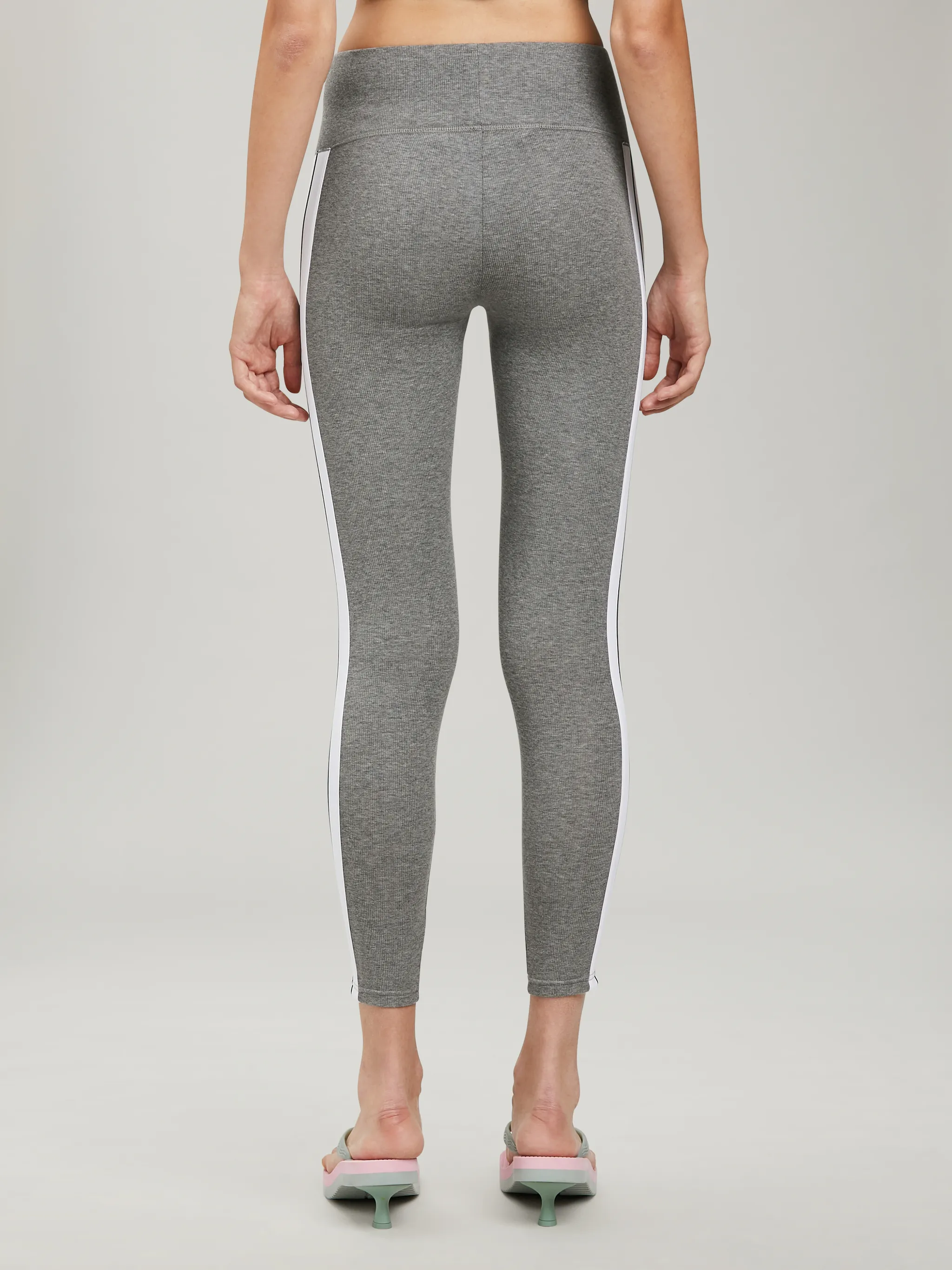 MELANGE GREY TRACK LEGGINGS