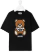 Image 1 of Moschino Kids bear logo patch round neck T-shirt