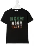 MSGM Kids logo-print metallic t-shirt - Black