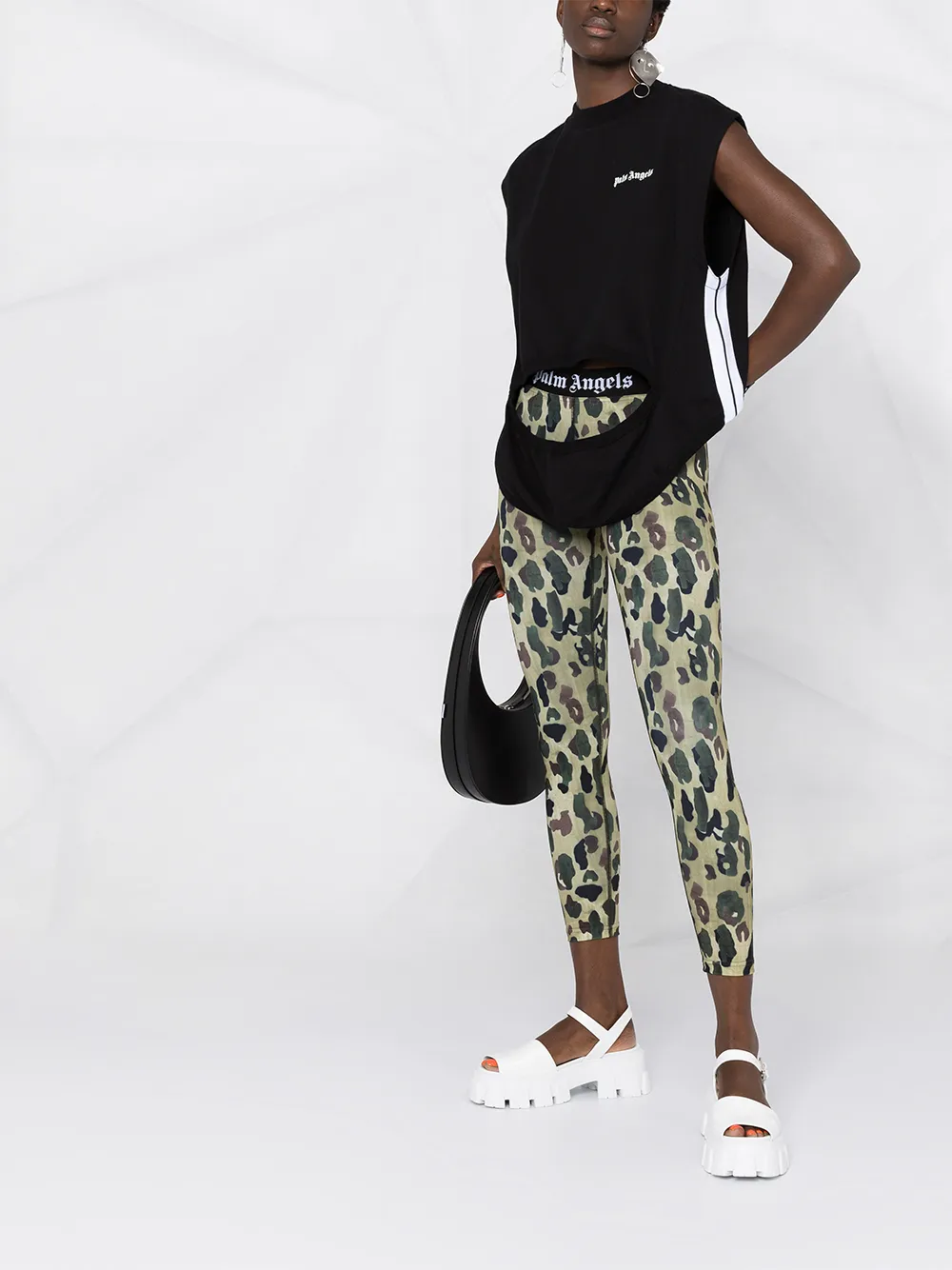 Palm Angels T-shirt met uitgesneden logo Zwart