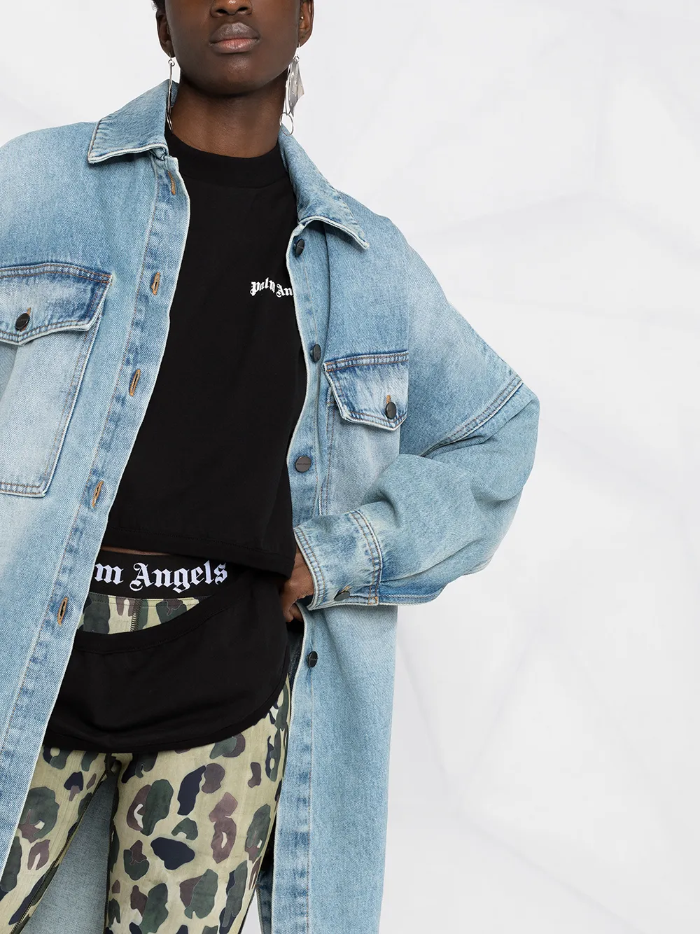 Palm Angels T-shirt met uitgesneden logo Zwart